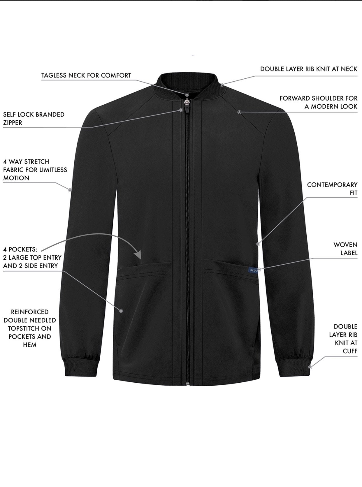 Addition Men's Bomber Zipped Jacket by Adar XXS-3XL / HUNTER GREEN
