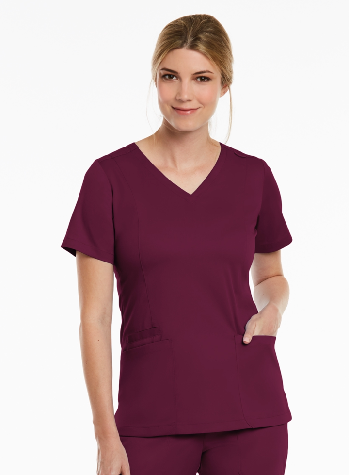 Both Side V-Neck Top by Maevn XS-3XL  / WINE
