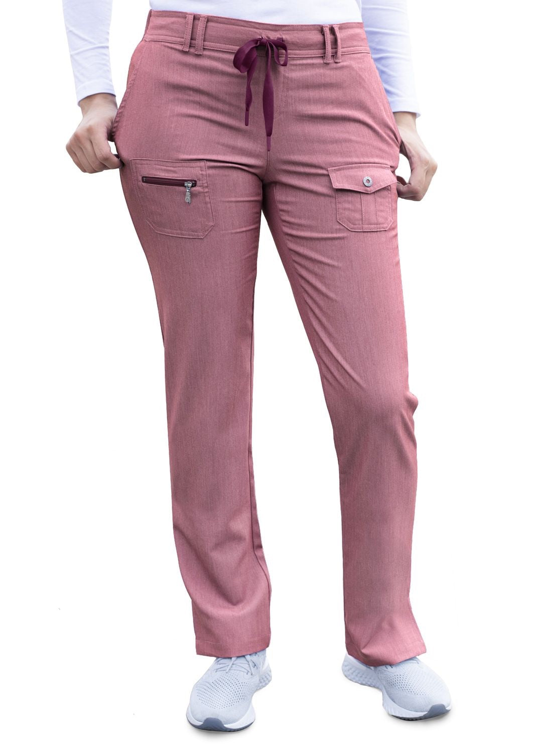 Pro Heather Slim Fit 6 Pocket Scrubs Pant by Adar XXS-3XL (Tall) / HEATHER WINE