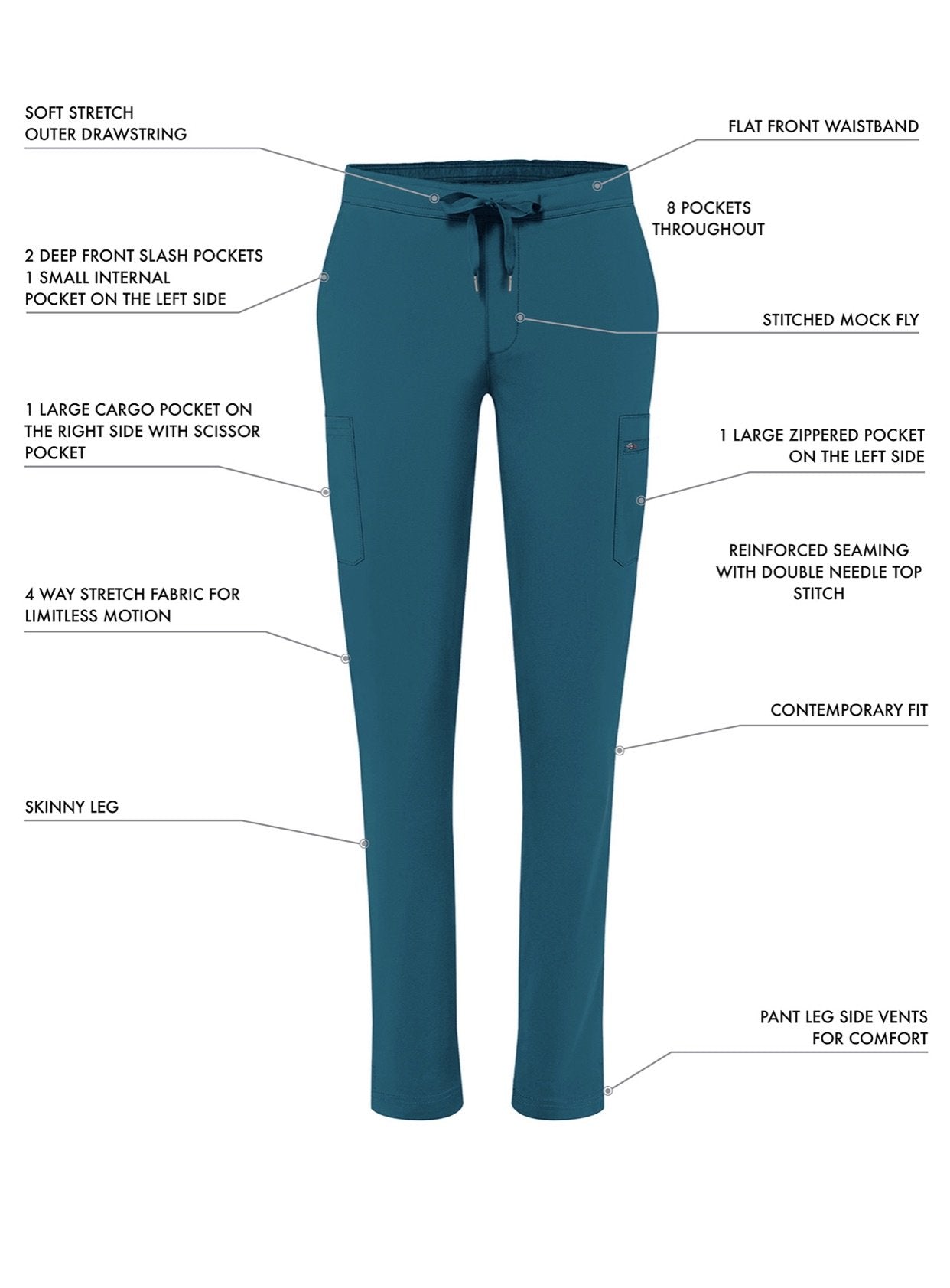 Addition Women's Skinny Leg Cargo Pant  by Adar (Regular) XXS-3XL /  CARIBBEAN BLUE