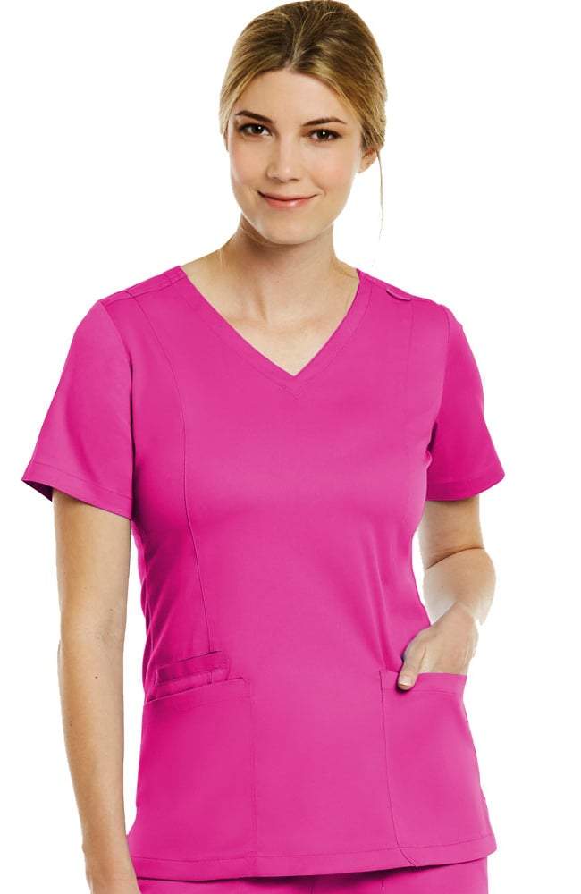 Both Side V-Neck Top by Maevn XS-3XL  /  HOT PINK