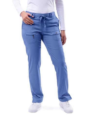 Pro Slim Fit 6 Pocket Scrubs Pant by Adar (Regular) XXS-3XL /  Ceil Blue