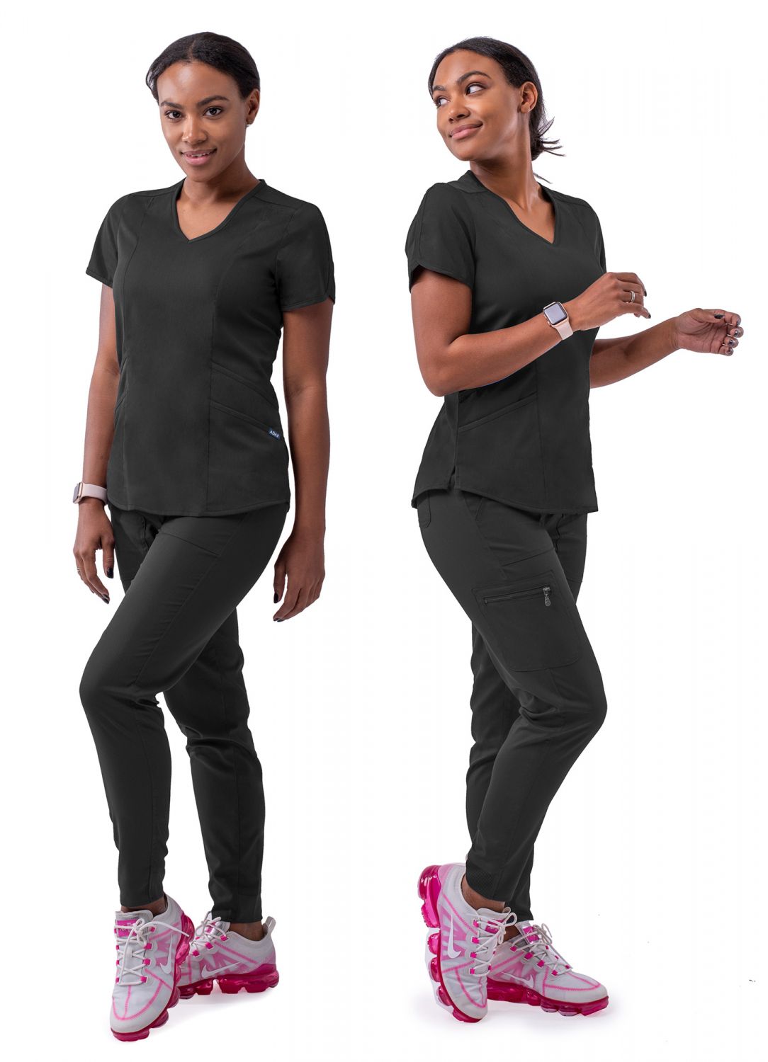 Women's Modern Athletic Jogger Scrub Set by Adar XXS-3XL / Black