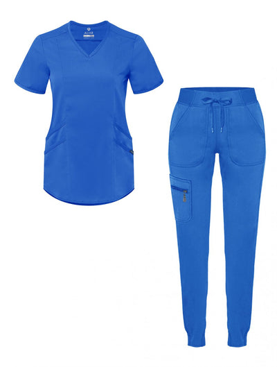 Women's Modern Athletic Jogger Scrub Set by Adar XXS-3XL / Royal Blue